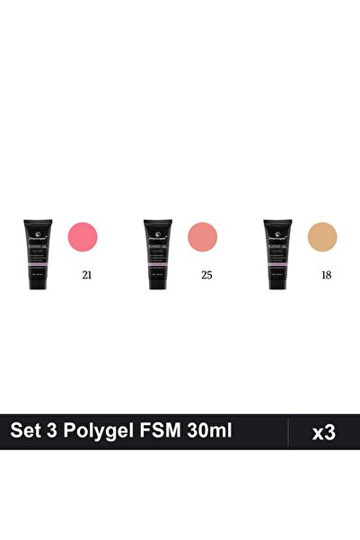 FSM Set 3 Polygel 30ml - Nr.21, Nr.25, Nr.18 - Constructie Unghii