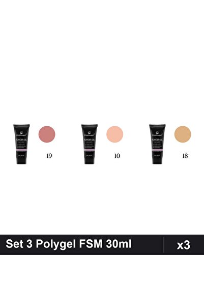 FSM Set 3 Polygel 30ml - Nr.19, Nr.10, Nr.18 - Constructie Unghii