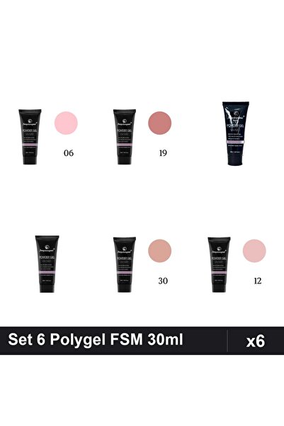 FSM Set 6 Polygel 30ml - Nr.01 Nr.06 Nr.12 Nr.19 Nr.22 Nr.30 - Construcție Un...