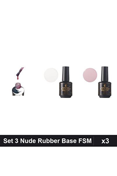 FSM Set 3 Nude Rubber Base 15ml - Nr.06, Nr.15, Nr.14 - Bază Rubber Pigmentată