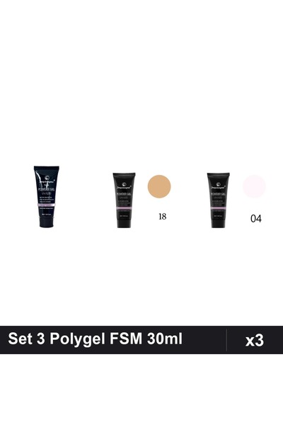FSM Set 3 Polygel 30ml - Nr.15, Nr.18, Nr.04 - Constructie Unghii