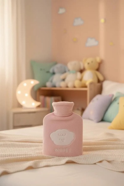 Miniso Lisanslı Hayvan Serisi Sıcak Su Torbası – 500 mL Pembe Peluş Kılıflı T...
