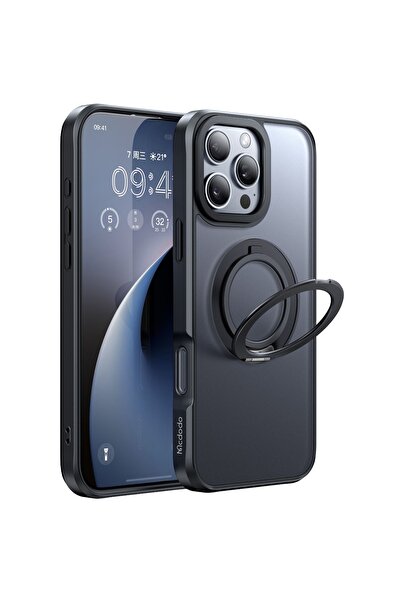 Mcdodo MagSafe Matte Case iPhone 16 Pro with Stand Black