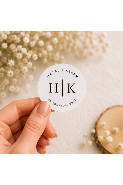 Noesia Kişiye Özel Yuvarlak Sticker Etiket Düğün Nişan Kına
