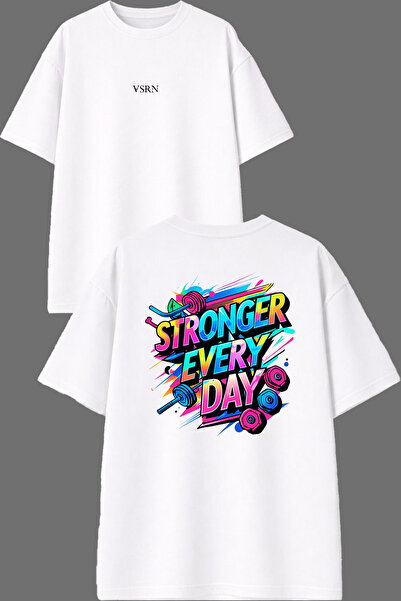 VSRN Μπλουζάκι Stronger Everyday Design με στάμπα μπροστά και πίσω, λευκό, ov...