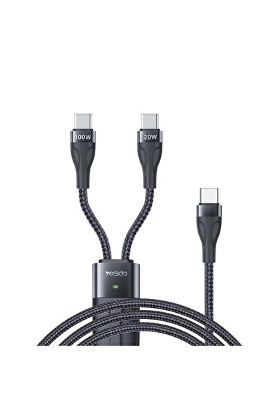 Yesido Cablu USB CA87 Type-C-2w1 100W 1.4m, Negru
