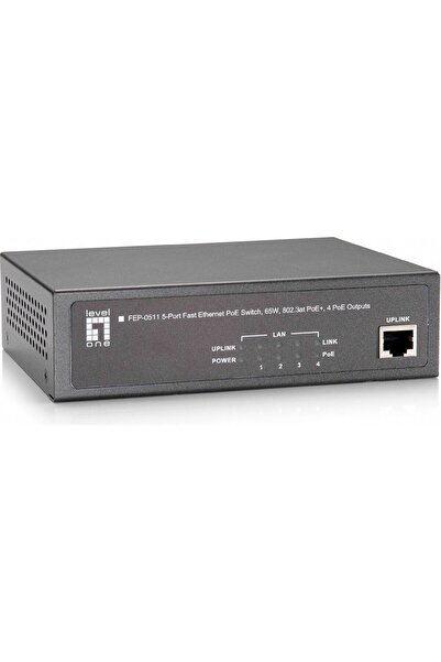 LEVEL ONE Switch PoE+ LevelOne 4xFE PoE/1xFE 65W Metalic