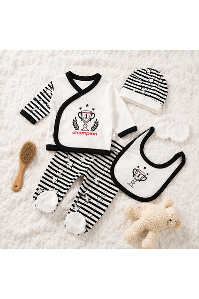 LUMY KIDS Newborn Baby Fan 5-Piece Bodysuit Set 100% Cotton