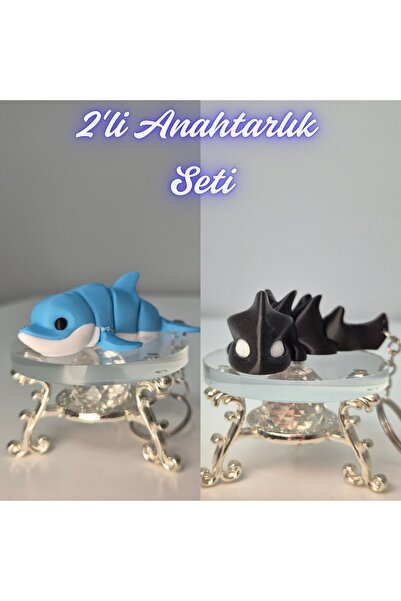 3DAtölyeMaker Light Blue Flexible Colorful Dolphin and Black Flexible Dragon ...