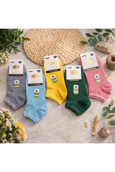 your trend socks 12 Çift Kadın Dikişsiz Bambu Patik Çorap, Terletmeyen, Kokusuz, Pamuklu Çorap - Mevsimlik - Karışık Renk