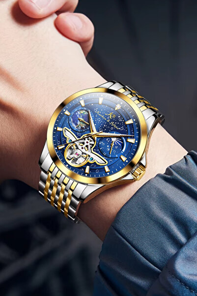 Kronen & Söhne KS7009 Day Night Tourbillon Mekanik Otomatik Erkek Gold Kol Saati