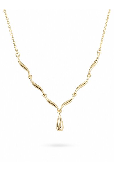 serelya Brass Gold Color Drop Model Women's Necklace