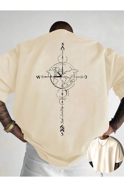 PAVRO Unisex Άνετο T-shirt με μικτό σχέδιο και στάμπα