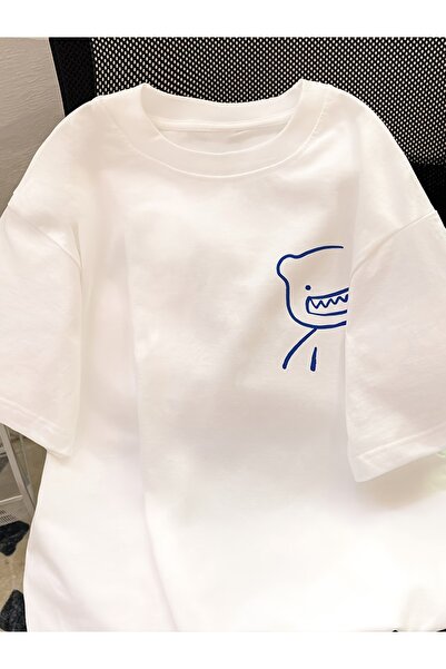 PAVRO Unisex Άνετο T-shirt με μικτό σχέδιο και στάμπα