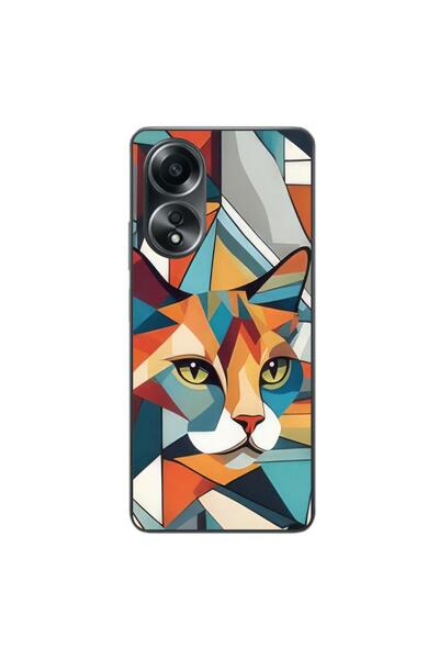 OEM Husa compatibila cu Oppo A58 4G Silicon Gel Tpu Model Cubic Cat Art