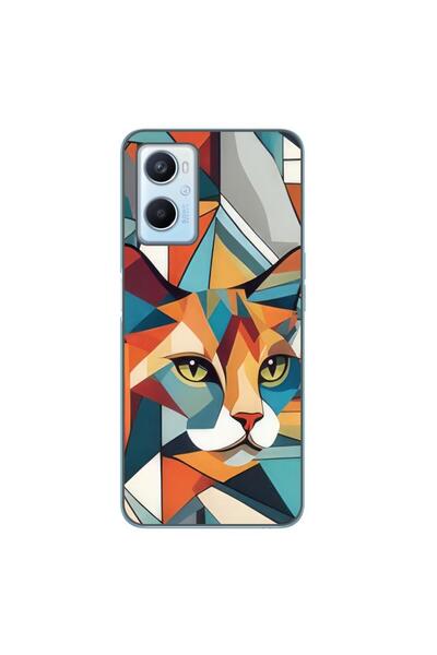 OEM Husa compatibila cu Oppo A96 4G Silicon Gel Tpu Model Cubic Cat Art