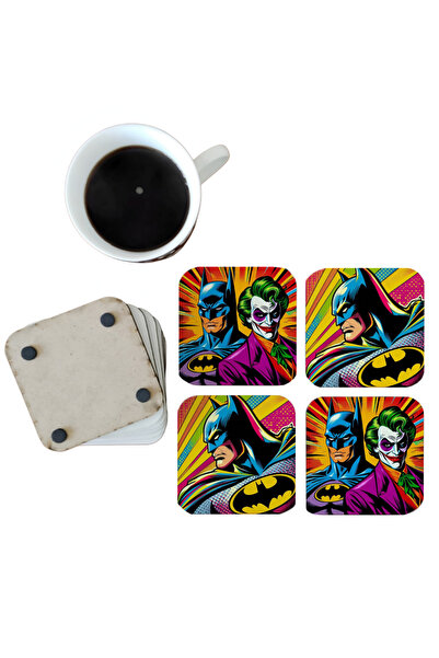 Ghostbastır Batman and Joker Decorative Wooden Coaster Set 086