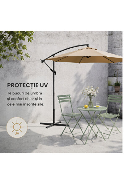OEM Umbrelă de Grădină 3m, Reglabilă, Suport Inclus Maro (RO-V11) (PLD)