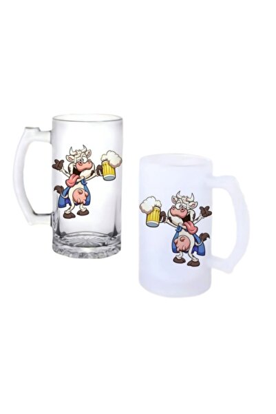 Ghostbastır Drunk Cow Handle Beer Glass with Frosted or Transparent Options 0192