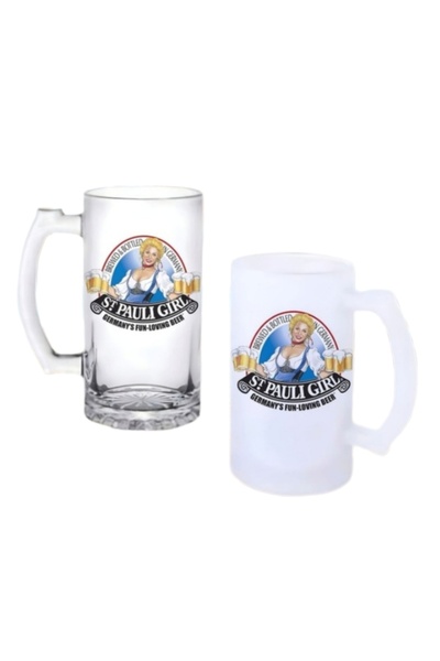 Ghostbastır St Pauli Girl Beer Glass with Handle, Frosted or Transparent Opti...