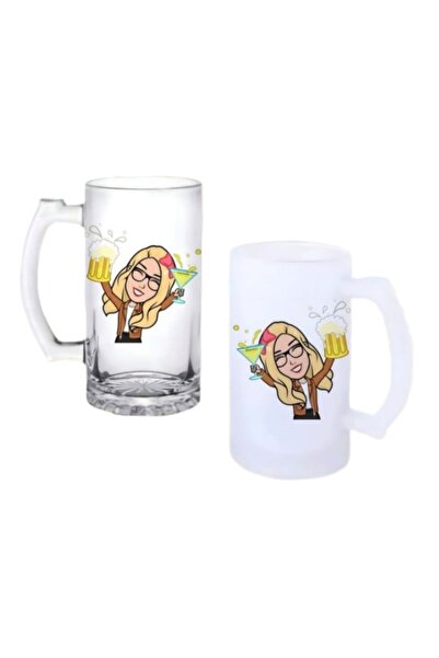 Ghostbastır Avatar Beer Glass with Handle, Available in Frosted or Transparen...