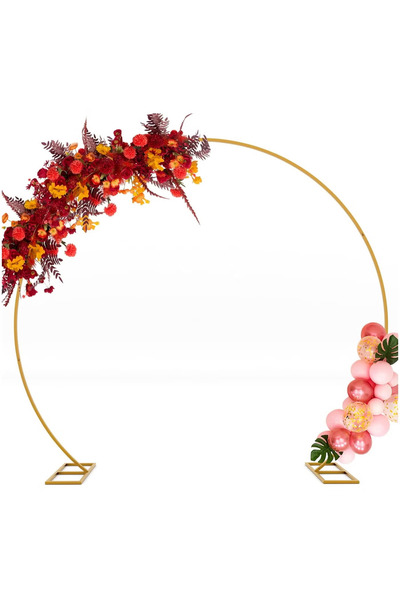 GGEROU Round Backdrop Stand, 8FT Wedding Balloon Arch Stand Gold Circle Ballo...