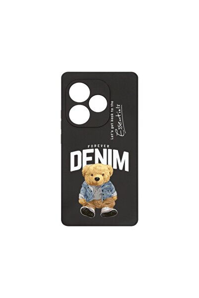 bestcase Премиум силиконов калъф, съвместим с Realme GT 6, Деним стил с плюше...
