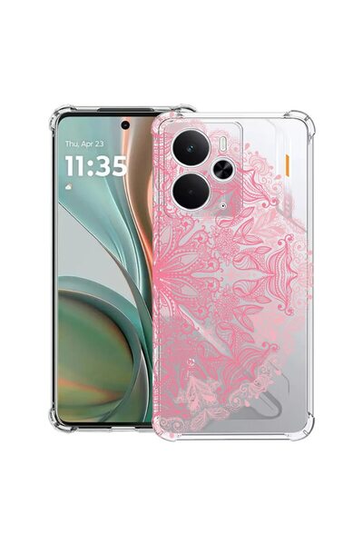 bestcase Husă pentru Realme 14 5G cu design dantelat roz, anti-șoc, cu colțur...