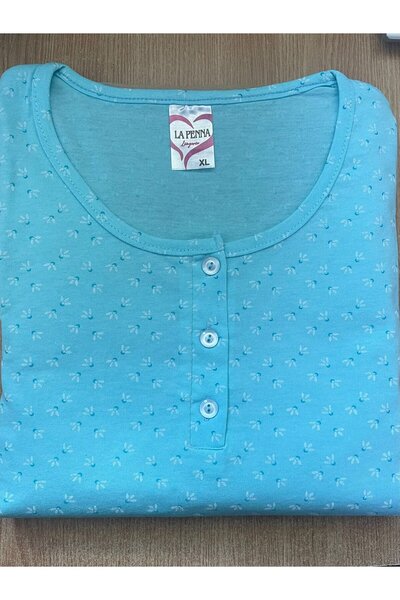 Serena Pijama dama, tricou si pantaloni 3/4, turcoaz 100% bumbac