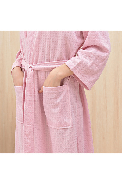 Choice5 XL Pink Men Women Bathrobe Waffle Transparent Summer Thin Robe Shower...