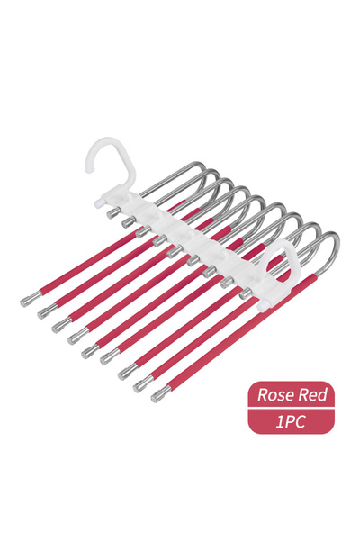 Choice6 Rose Red-1pc Upgrade 9 Layers Pants Hangers Space Saving, Jeans Hange...