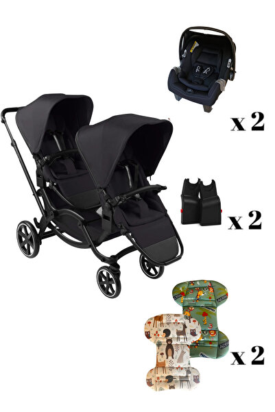ABC Design Zoom2 Coal Travel Set - Özel Seri İkiz Bebek Arabası Siyah Ana Kuc...