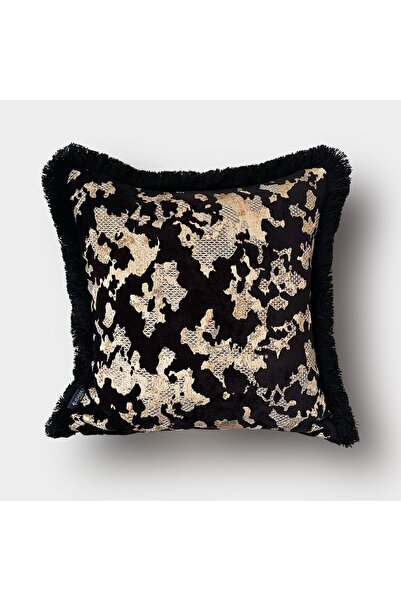 Lidoma Home غطاء وسادة مزخرف بالزخارف الذهبية والمخملية - 45x45