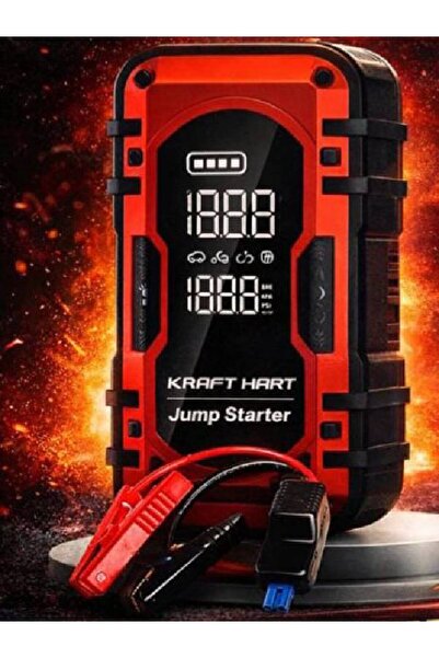 KRAFT HART 4in1 Şarjlı 12000MAH Akü Takviye Cihazı & Powerbank & Lastik Şişir...