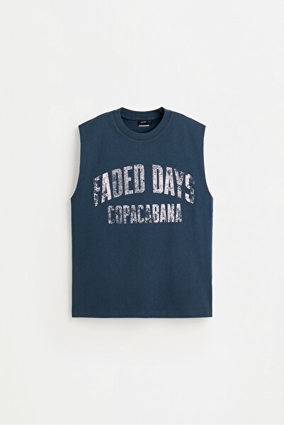 LEFTIES Soluk efektli desenli kolsuz t-shirt