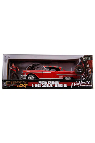 Jada Toys 1:24 Freddy Krueger 1958 Cadillac Series 62 Diecast Model Araba ve ...