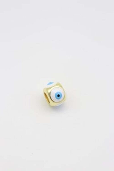 POSH AND PROUD VİP SERİ 14K BEYAZ MİNELİ GÖZ DETAY SİLİNDİR MODEL KOLYE UCU