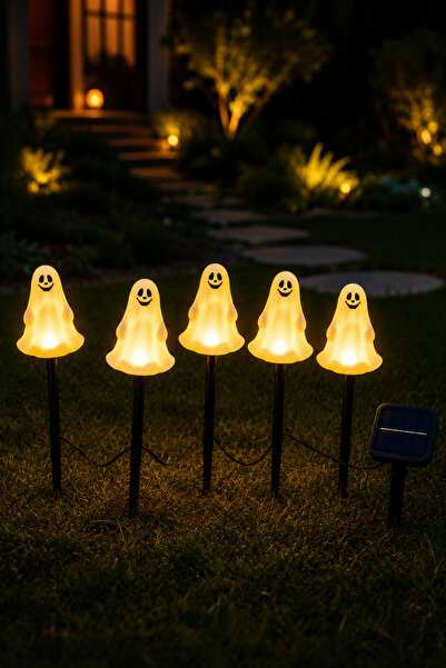 PARTİPORT Solar LED Hayalet Bahçe Aydınlatması 5’li Set 3 Metre Kablolu 36 cm...