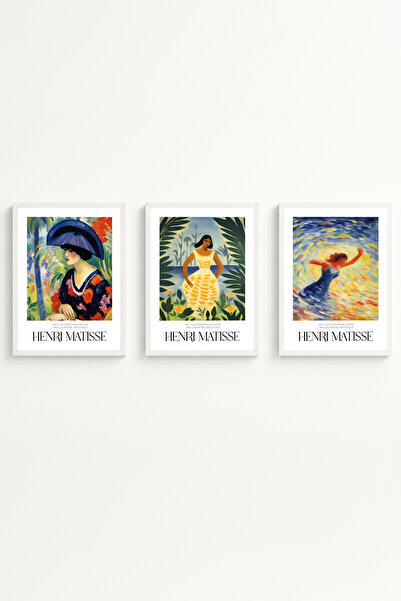 huhuli Set de pictură Henri Matisse cu ramă din lemn alb Huhu539