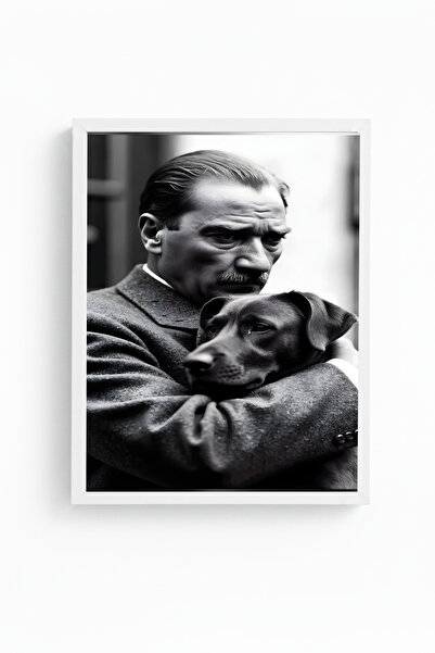 huhuli Tablou imprimat Mustafa Kemal Atatürk cu ramă din lemn alb Huhu501