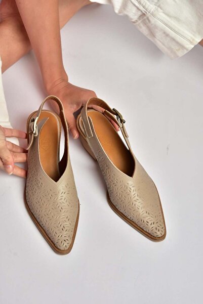 Fox Shoes Y654300403 Mink Genuine Leather Thick Heeled Women's Shoes