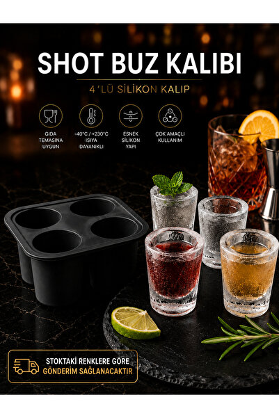 Mode Cool 4’lü Shot Buz Kalıbı Silikon Kalıp | Kokteyl, Çikolata, Mum ve Sabu...