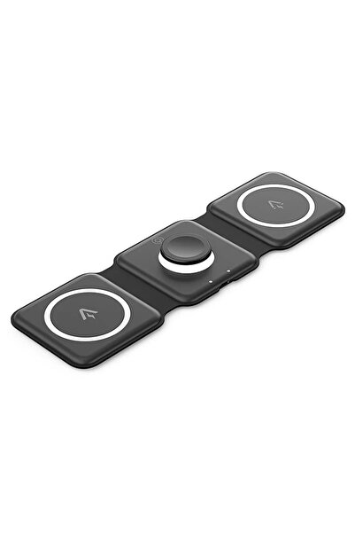 Vention 3-σε-1 Ασύρματη Βάση Φόρτισης 15W με MagSafe και Φωτάκι Νυκτός LED Μαύρο