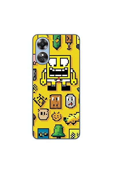 OEM Case compatible with Oppo A17 Silicone Gel Tpu Pattern Pixel Art Spongebob