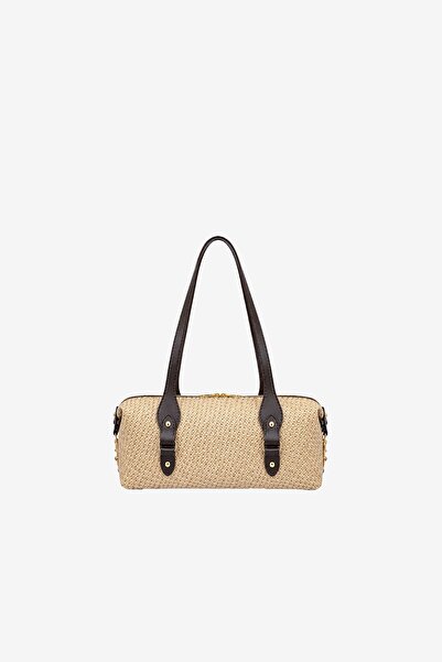 MARSEPTUN Kriss Buckle Detailed Bitter Brown Straw Bag
