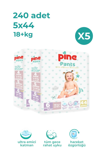 Pine (18+ KG) 5x44 -240 Adet Külotlu Bebek Bezi