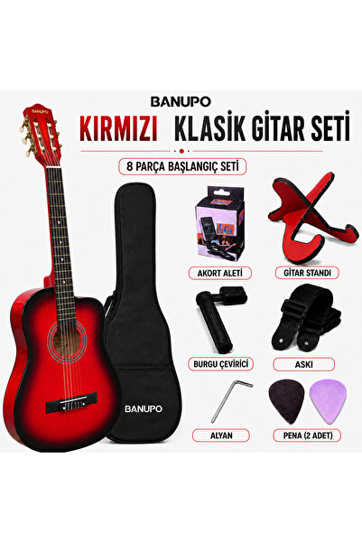 Banupo MG1RB Red Black Klasik Gitar Başlangıç Seti (Gitar + Kılıf + Akort Ale...