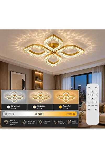Marsel Lighting PAPATYA 4LÜ AVİZE 3 RENK LED SECENEKLİ KUMANDALI SAL0N OTURMA...