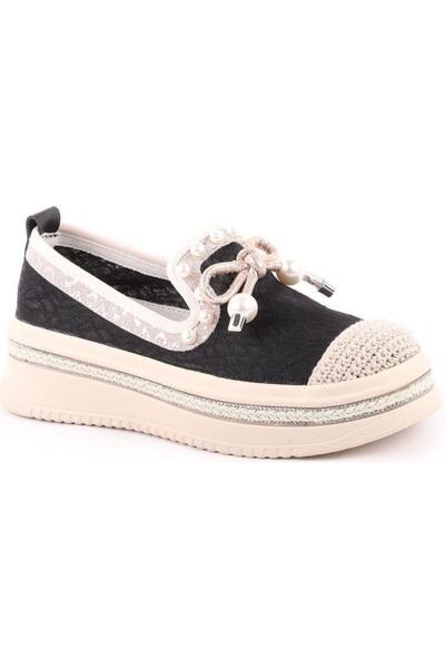 Guja 25Y320-5 İNCİ DETAY KALIN TABAN TEKSTİL ESPADRİL
