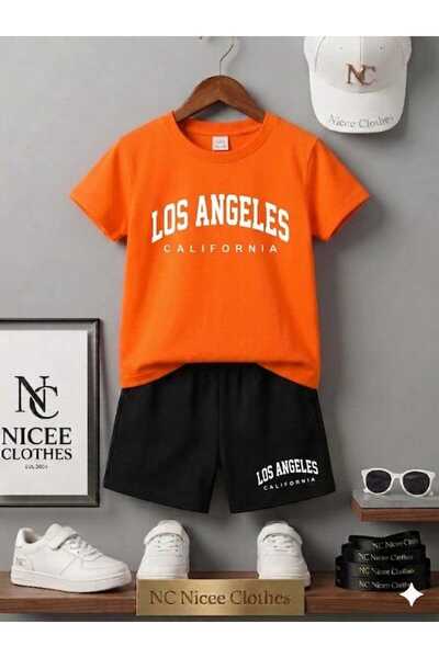 NC Nicee Clothes LETNJA DEČJA MAJICA I KRATKE HLAČE UNISEKS (BELI LOS ANGELES...